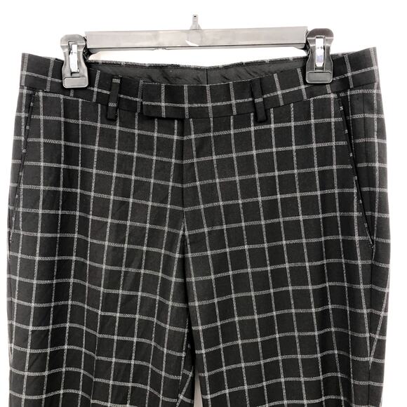 SOUL OF LONDON Men's Slim Fit Dress Pants 31R Black Windowpane Stretch NWOT - Picture 2 of 8